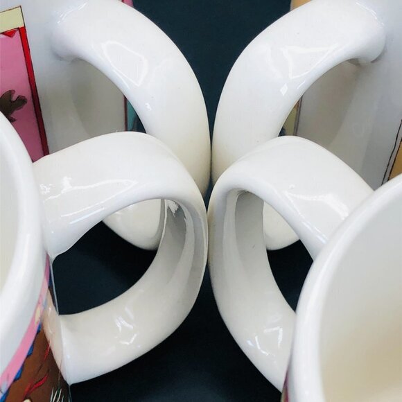 80s Country Cottage Stoneware Coffee Mugs Set of 4 Teachercore Drinkware - Picture 6 of 10